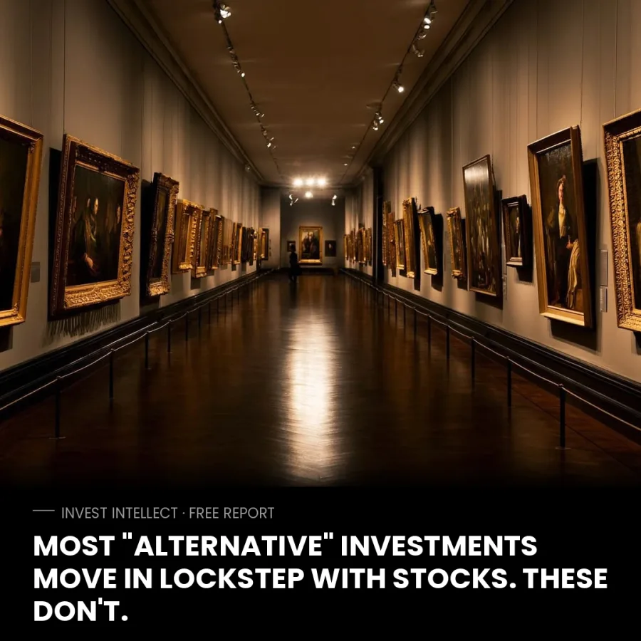 Invest Intellect advertisement about correlation between asset classes.